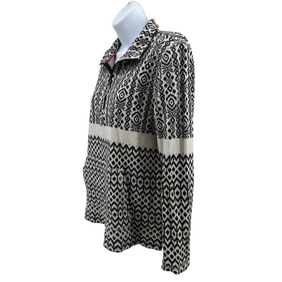 Talbots Sweater WMNS M Black White Fair-Isle Half Zip Pullover Winter Chalet Top - Picture 6 of 10